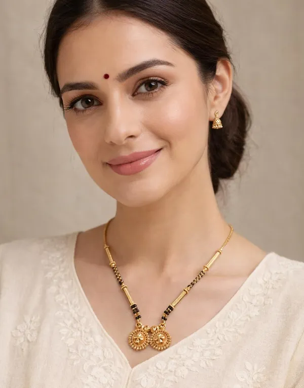 SHANKHRAJ_MALL_Gold-Toned_Mangalsutra_Necklace_with_Black_Beads,_Floral_Pendant_Design,_Traditional_Indian_Jewelry_(A373)
