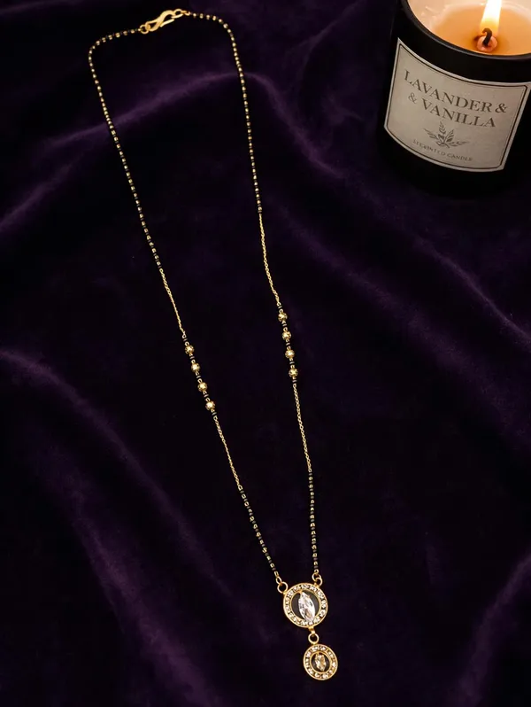 SHANKHRAJ_MALL_Gold-Toned_Mangalsutra_with_Black_Beads_Chain_and_CZ_Crystal_Pendant,_Traditional_Indian_Jewellery_(A508)