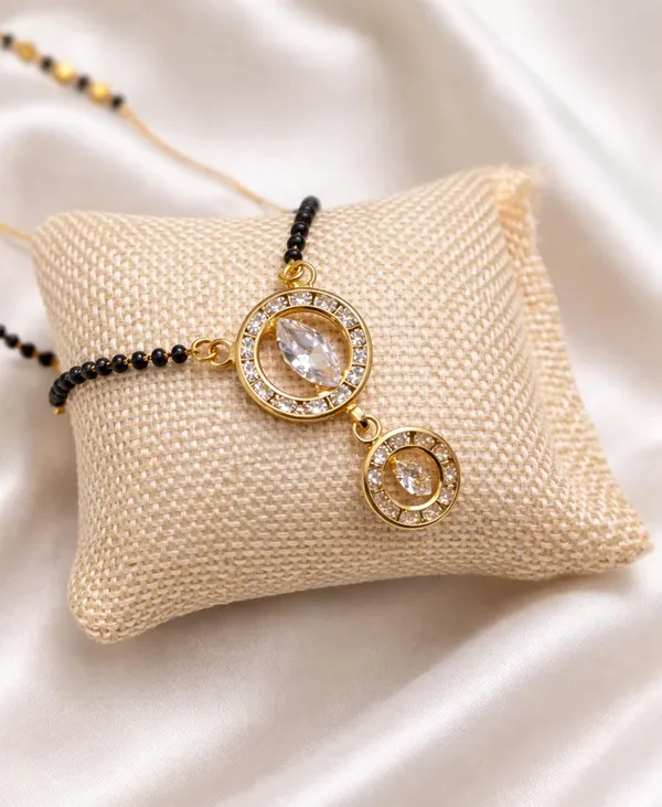 SHANKHRAJ_MALL_Gold-Toned_Mangalsutra_with_Black_Beads_Chain_and_CZ_Crystal_Pendant,_Traditional_Indian_Jewellery_(A508)