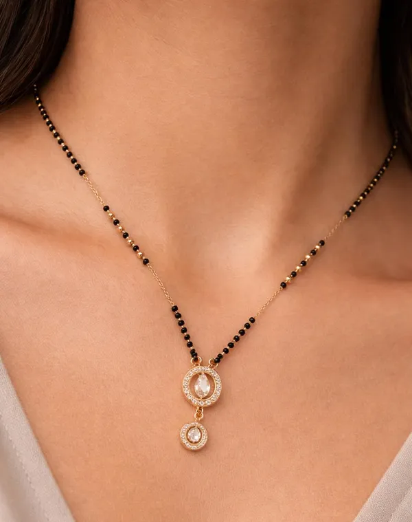 SHANKHRAJ_MALL_Gold-Toned_Mangalsutra_with_Black_Beads_Chain_and_CZ_Crystal_Pendant,_Traditional_Indian_Jewellery_(A508)