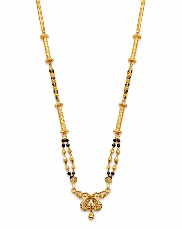 SHANKHRAJ_MALL_Gold-Toned_Mangalsutra_Necklace_with_Black_Beads,_Floral_Pendant_Design,_Traditional_Indian_Jewelry_(A369)