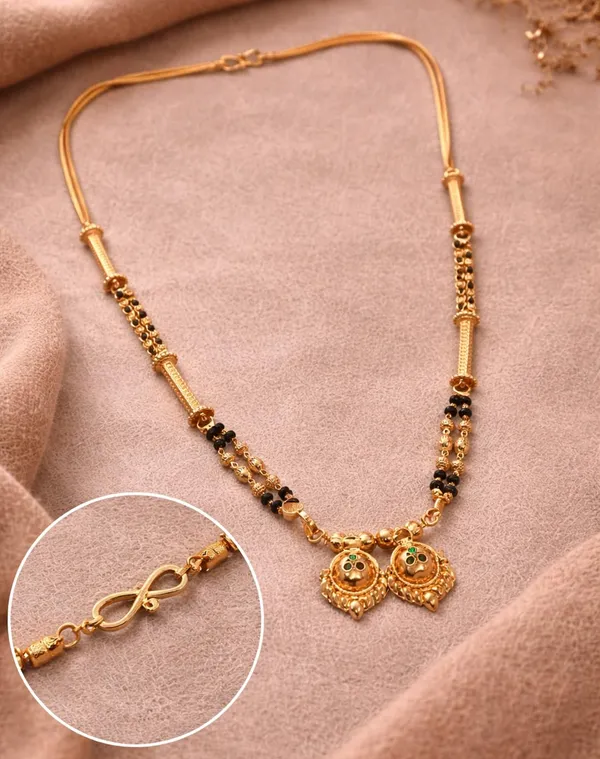 SHANKHRAJ_MALL_Gold-Toned_Mangalsutra_Necklace_with_Black_Beads,_Floral_Pendant_Design,_Traditional_Indian_Jewelry_(A372)