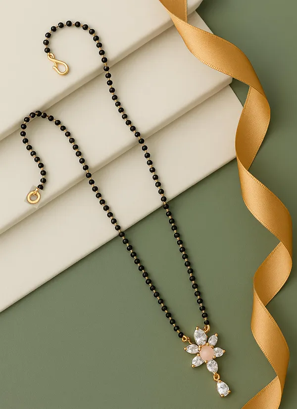 SHANKHRAJ_MALL_Elegant_Floral_Diamond_CZ_Mangalsutra_for_Women_|_Black_Bead_Chain_with_Gold-Plated_Pendant_|_Traditional_Ethnic_Gift_for_Wife_(A233)