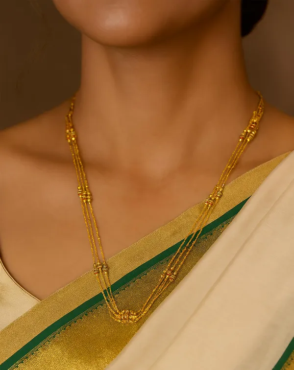 SHANKHRAJ_MALL_Traditional_Gold-Plated_Chain_Necklace_with_Meenakari_Beads,_Ethnic_Indian_Style,_Red_and_Green_Enamel_Work_(A283)