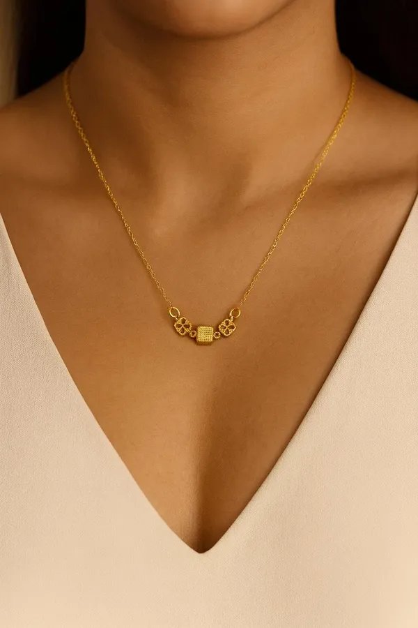 SHANKHRAJ_MALL_Elegant_Gold_Tone_Necklace_for_Women_|_Minimal_Geometric_Pendant_Design_|_Lightweight_Wear_Jewelry_|_Stylish_Chain_for_Casual_&_Festive_Outfits