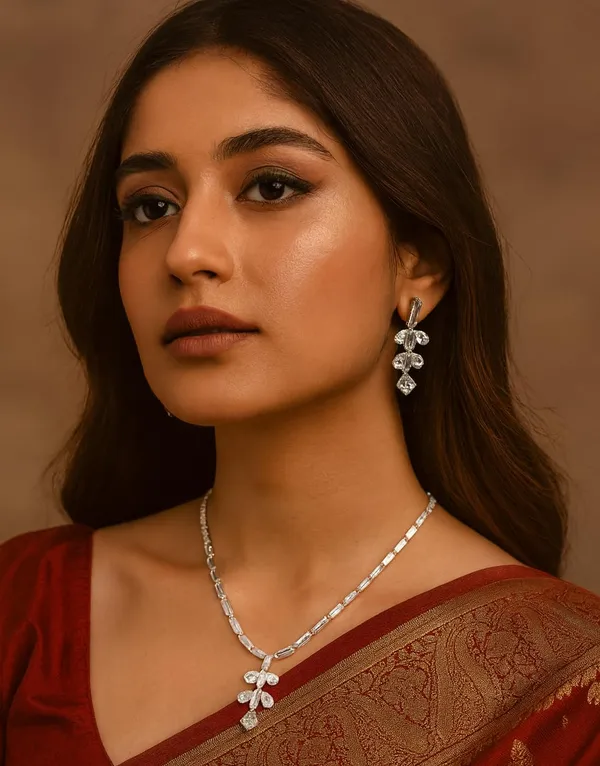 SHANKHRAJ_MALL_Women’s_Rose_Gold_Or_Silver_Butterfly_Necklace_&_Earrings_Set_|_Premium_CZ_Diamond_Look_Jewellery_|_(A343)