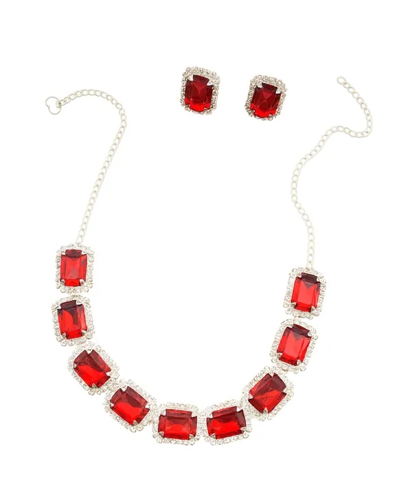 SHANKHRAJ_MALL_Elegant_Chrome_Finish_Necklace_&_Earrings_Set_with_Sparkling_Stones_–_Wedding_&_Party_Jewelry_for_Women