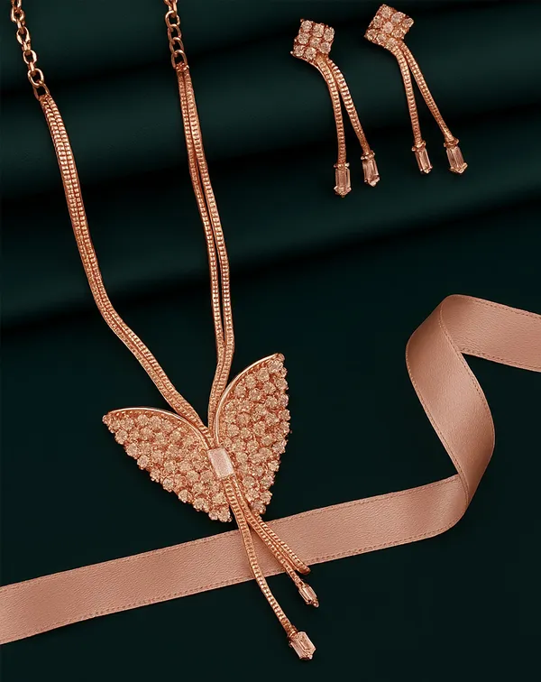 SHANKHRAJ_MALL_Women’s_Rose_Gold_Or_Silver_Butterfly_Necklace_&_Earrings_Set_|_Premium_CZ_Diamond_Look_Jewellery_|_(A298)