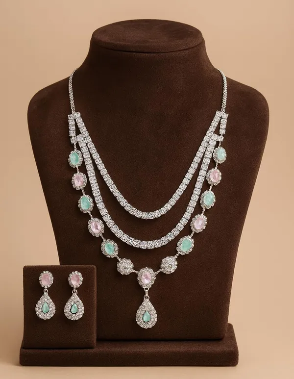 SHANKHRAJ_MALL_Women’s_Rose_Gold_Or_Silver_Butterfly_Necklace_&_Earrings_Set_|_Premium_CZ_Diamond_Look_Jewellery_|_(A338)