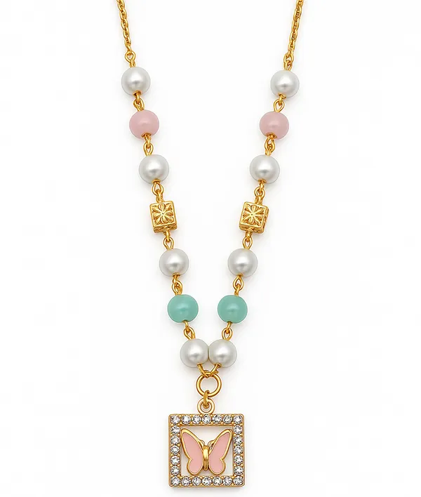 SHANKHRAJ_MALL_Elegant_Pearl_and_Crystal_Butterfly_Pendant_Necklace,_Gold_Plated_Chain_with_Multi-Color_Beads,_Fashion_Jewelry_for_Women_(PINK)