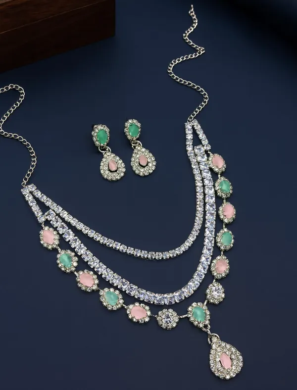 SHANKHRAJ_MALL_Women’s_Rose_Gold_Or_Silver_Butterfly_Necklace_&_Earrings_Set_|_Premium_CZ_Diamond_Look_Jewellery_|_(A337)