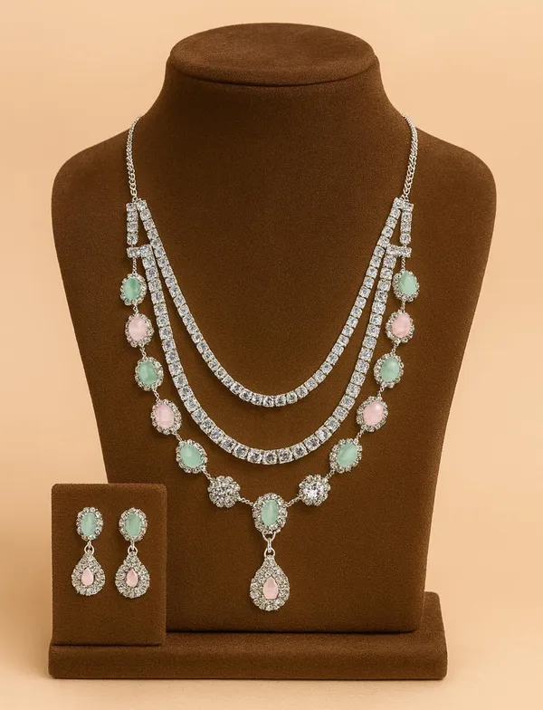 SHANKHRAJ_MALL_Women’s_Rose_Gold_Or_Silver_Butterfly_Necklace_&_Earrings_Set_|_Premium_CZ_Diamond_Look_Jewellery_|_(A337)