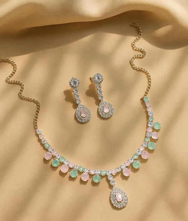 SHANKHRAJ_MALL_Women’s_Rose_Gold_Or_Silver_Butterfly_Necklace_&_Earrings_Set_|_Premium_CZ_Diamond_Look_Jewellery_|_(A335)