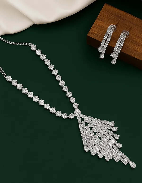 SHANKHRAJ_MALL_Women’s_Rose_Gold_Or_Silver_Necklace_&_Earrings_Set_|_Premium_CZ_Diamond_Look_Jewellery_(A30)
