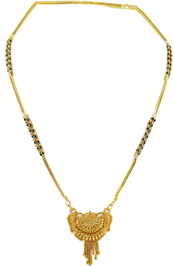 Women_gold_plated_Stylish_Mangalsutra_chain_(NL_HAR-HALF_CHAKRA-2_LINE_BLACK_BADAM-BL)