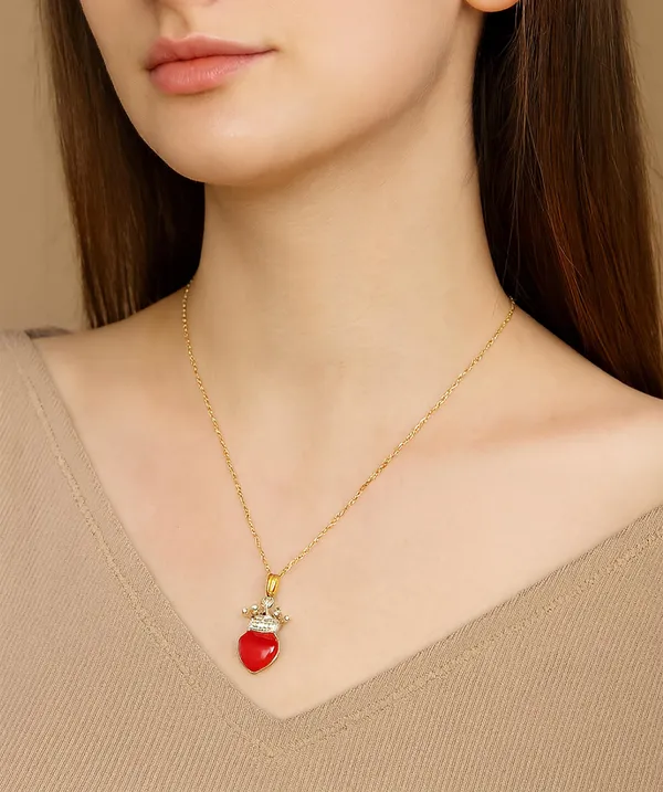 SHANKHRAJ_MALL_Crystal_Bow_Pendant_Necklace_with_Pink_Opal_Square_Stone,_Chrome_Chain,_Rhinestone_Accents_(CN17)