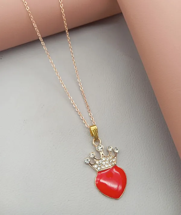 SHANKHRAJ_MALL_Crystal_Bow_Pendant_Necklace_with_Pink_Opal_Square_Stone,_Chrome_Chain,_Rhinestone_Accents_(CN17)