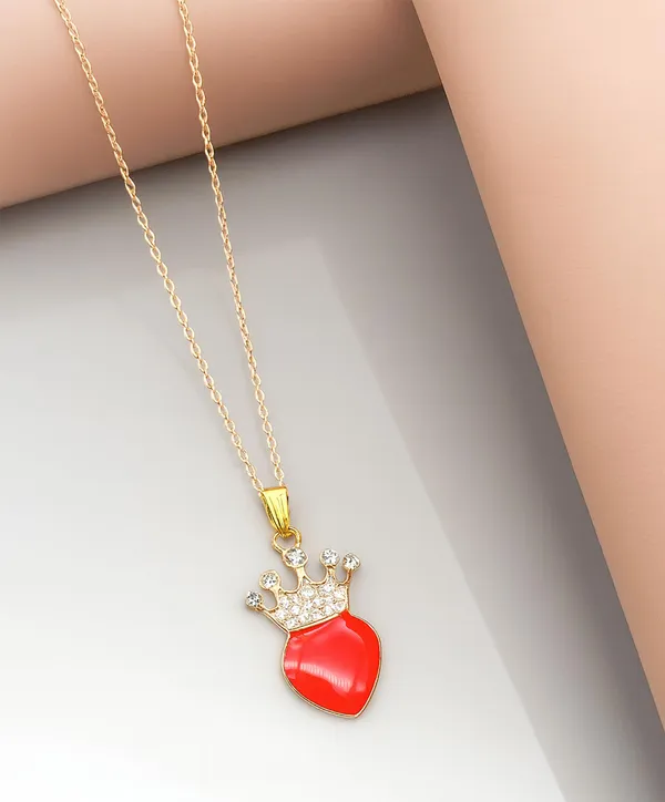 SHANKHRAJ_MALL_Crystal_Bow_Pendant_Necklace_with_Pink_Opal_Square_Stone,_Chrome_Chain,_Rhinestone_Accents_(CN17)