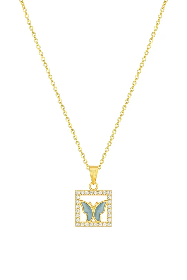 SHANKHRAJ_MALL_Crystal_Bow_Pendant_Necklace_with_Pink_Opal_Square_Stone,_Chrome_Chain,_Rhinestone_Accents_(CN31)