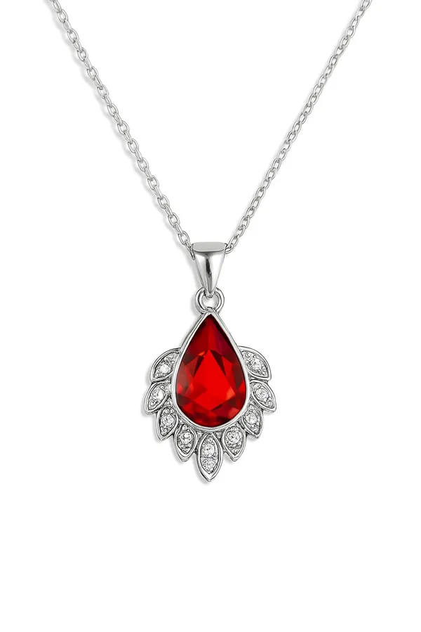 SHANKHRAJ_MALL_Crystal_Bow_Pendant_Necklace_with_Pink_Opal_Square_Stone,_Chrome_Chain,_Rhinestone_Accents_(CN20)