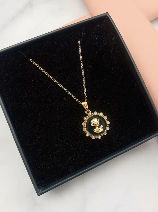 Crystal_Bow_Pendant_Necklace_with_Pink_Opal_Square_Stone,_Chrome_Chain,_Rhinestone_Accents_(CN13)