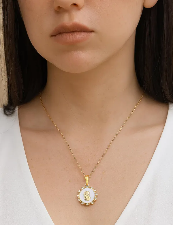 Crystal_Bow_Pendant_Necklace_with_Pink_Opal_Square_Stone,_Chrome_Chain,_Rhinestone_Accents_(CN14)
