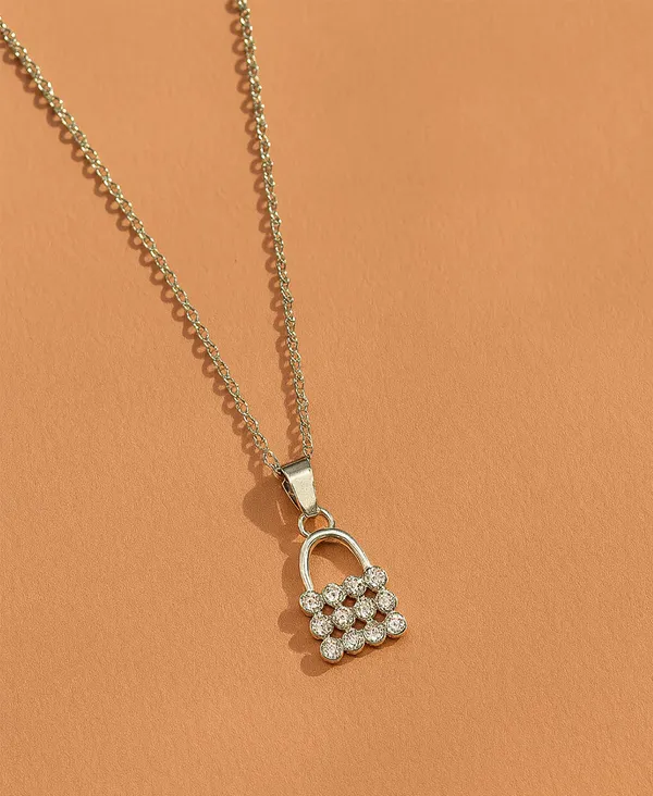 SHANKHRAJ_MALL_Crystal_Bow_Pendant_Necklace_with_Pink_Opal_Square_Stone,_Chrome_Chain,_Rhinestone_Accents_(CN16)