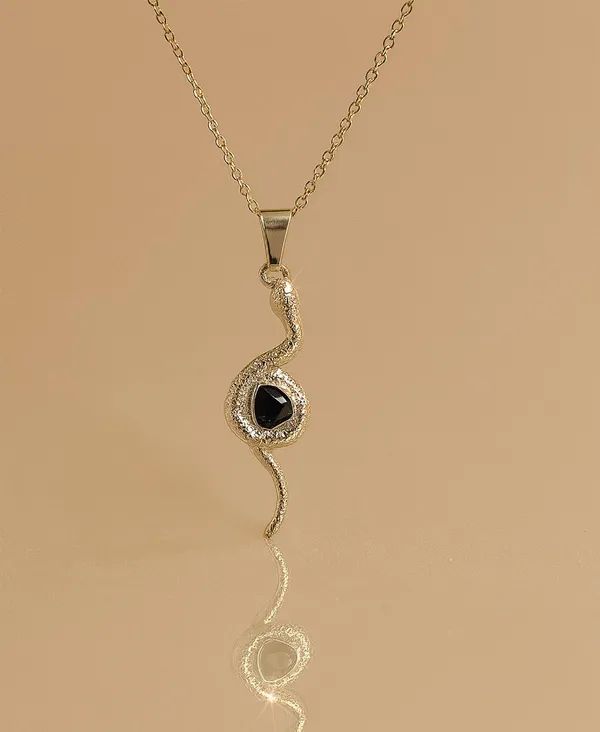 SHANKHRAJ_MALL_Crystal_Bow_Pendant_Necklace_with_Pink_Opal_Square_Stone,_Chrome_Chain,_Rhinestone_Accents_(CN25)