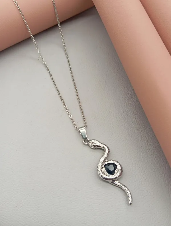 SHANKHRAJ_MALL_Crystal_Bow_Pendant_Necklace_with_Pink_Opal_Square_Stone,_Chrome_Chain,_Rhinestone_Accents_(CN25)