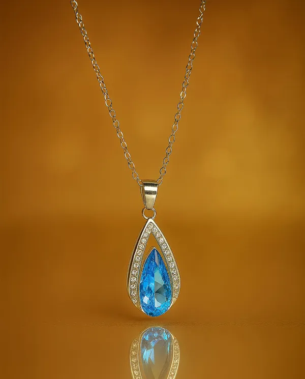 SHANKHRAJ_MALL_Crystal_Bow_Pendant_Necklace_with_Pink_Opal_Square_Stone,_Chrome_Chain,_Rhinestone_Accents_(CN7)