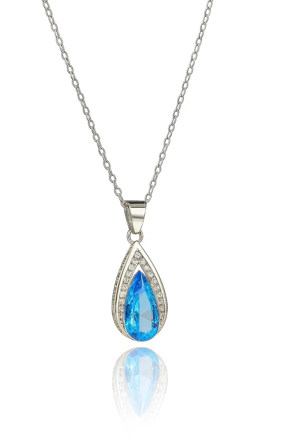 SHANKHRAJ_MALL_Crystal_Bow_Pendant_Necklace_with_Pink_Opal_Square_Stone,_Chrome_Chain,_Rhinestone_Accents_(CN7)