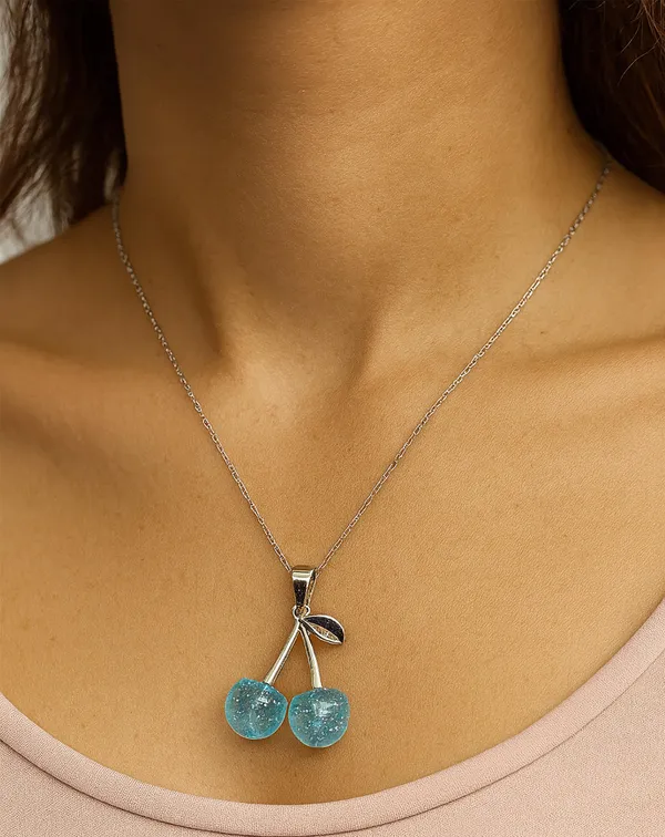 SHANKHRAJ_MALL_Crystal_Bow_Pendant_Necklace_with_Pink_Opal_Square_Stone,_Chrome_Chain,_Rhinestone_Accents_(CN89)