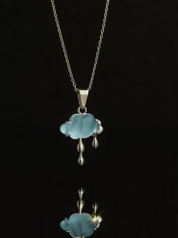 SHANKHRAJ_MALL_Crystal_Bow_Pendant_Necklace_with_Pink_Opal_Square_Stone,_Chrome_Chain,_Rhinestone_Accents_(CN35)