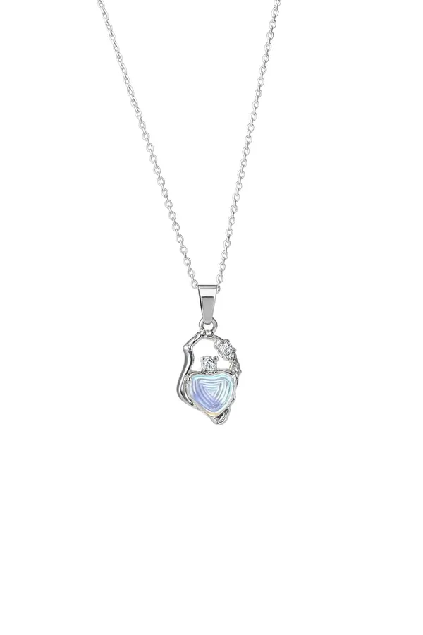 SHANKHRAJ_MALL_Crystal_Bow_Pendant_Necklace_with_Pink_Opal_Square_Stone,_Chrome_Chain,_Rhinestone_Accents_(CN27)