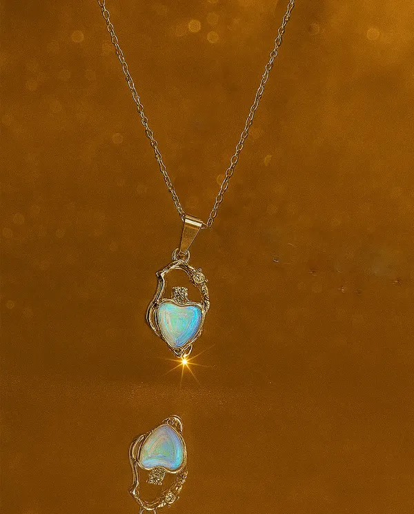 SHANKHRAJ_MALL_Crystal_Bow_Pendant_Necklace_with_Pink_Opal_Square_Stone,_Chrome_Chain,_Rhinestone_Accents_(CN27)