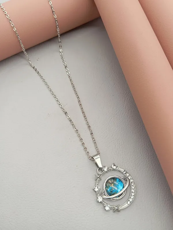 Crystal_Bow_Pendant_Necklace_with_Pink_Opal_Square_Stone,_Chrome_Chain,_Rhinestone_Accents_(CN29)