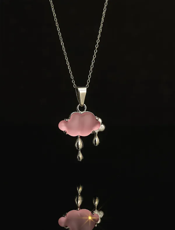 SHANKHRAJ_MALL_Crystal_Bow_Pendant_Necklace_with_Pink_Opal_Square_Stone,_Chrome_Chain,_Rhinestone_Accents_(CN34)