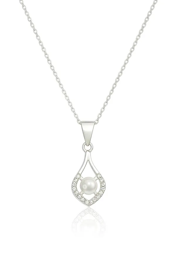 SHANKHRAJ_MALL_Crystal_Bow_Pendant_Necklace_with_Pink_Opal_Square_Stone,_Chrome_Chain,_Rhinestone_Accents_(CN37)