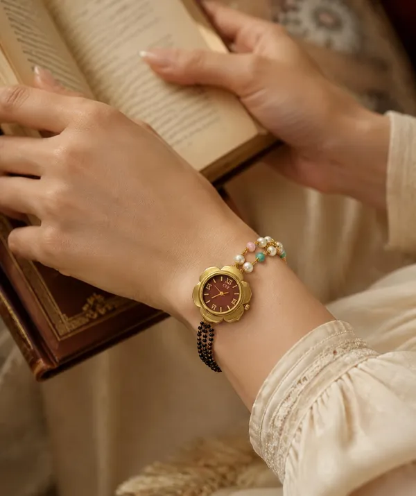 Women's_Gold-Tone_Floral_Watch