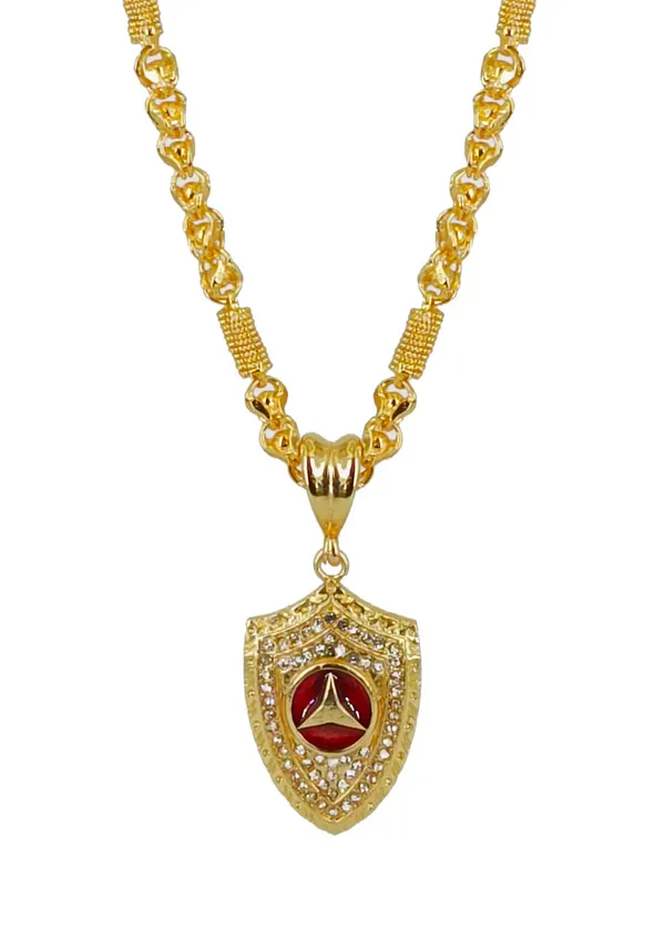 SHANKHRAJ_MALL_Gold-Toned_Byzantine_Chain_Necklace_with_Shield_Pendant,_50_cm_(cm_holo)