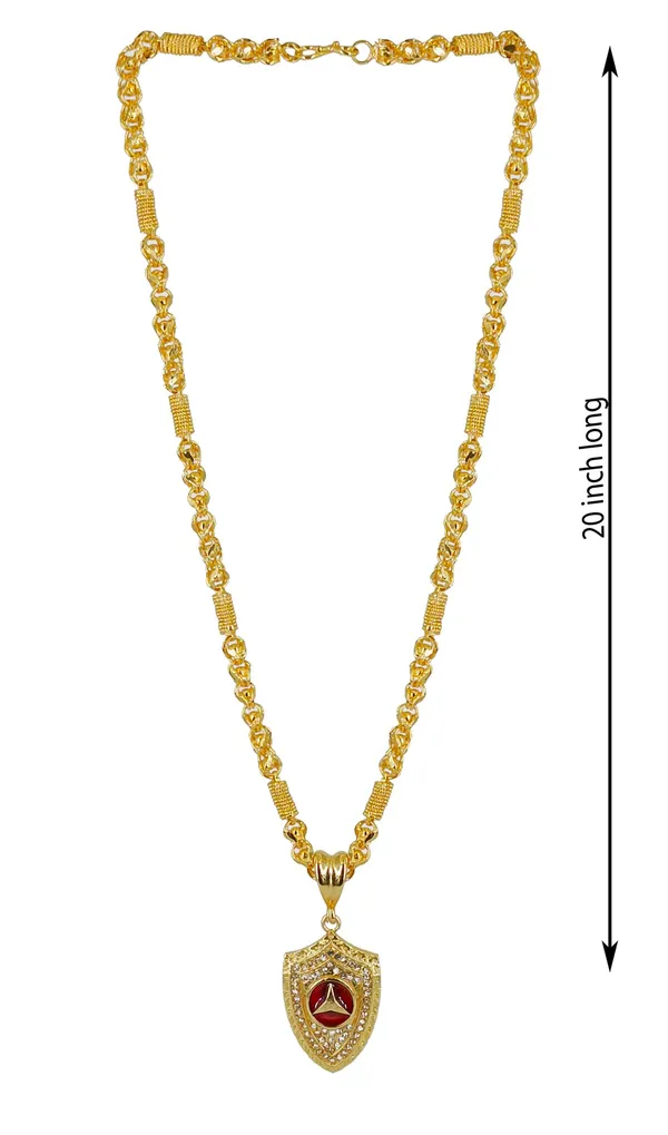 SHANKHRAJ_MALL_Gold-Toned_Byzantine_Chain_Necklace_with_Shield_Pendant,_50_cm_(cm_holo)