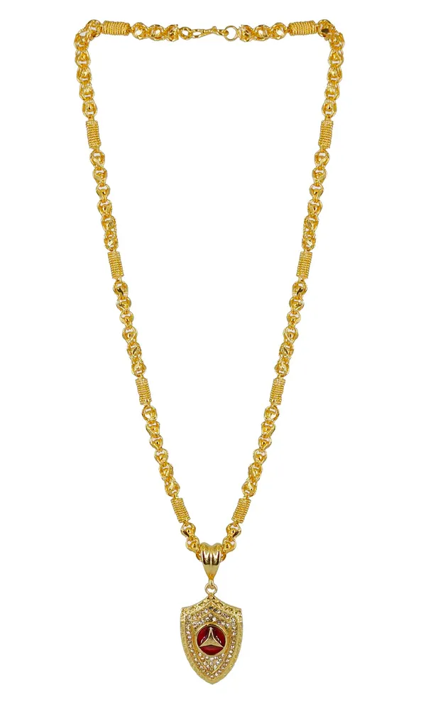 SHANKHRAJ_MALL_Gold-Toned_Byzantine_Chain_Necklace_with_Shield_Pendant,_50_cm_(cm_holo)