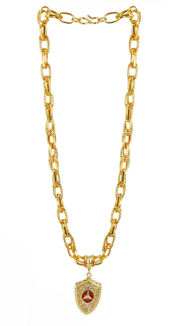 SHANKHRAJ_MALL_Gold-Toned_Byzantine_Chain_Necklace_with_Shield_Pendant,_50_cm_(3_kadi)