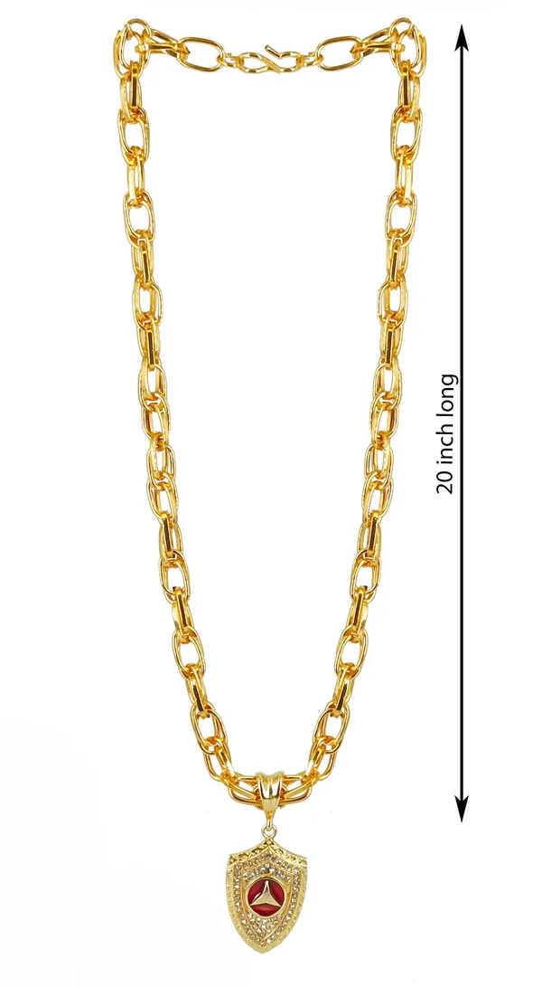 SHANKHRAJ_MALL_Gold-Toned_Byzantine_Chain_Necklace_with_Shield_Pendant,_50_cm_(3_kadi)