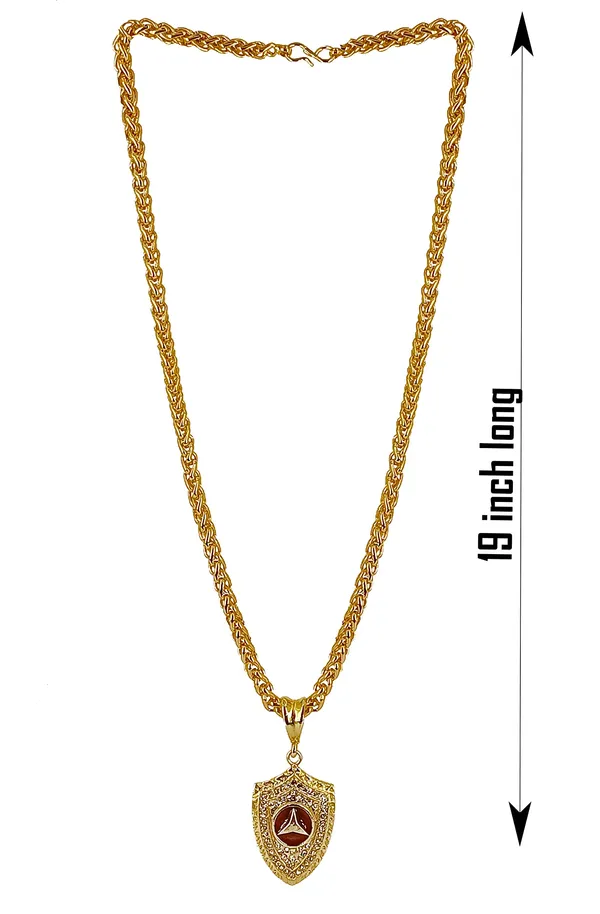 SHANKHRAJ_MALL_Gold-Toned_Byzantine_Chain_Necklace_with_Shield_Pendant,_50_cm