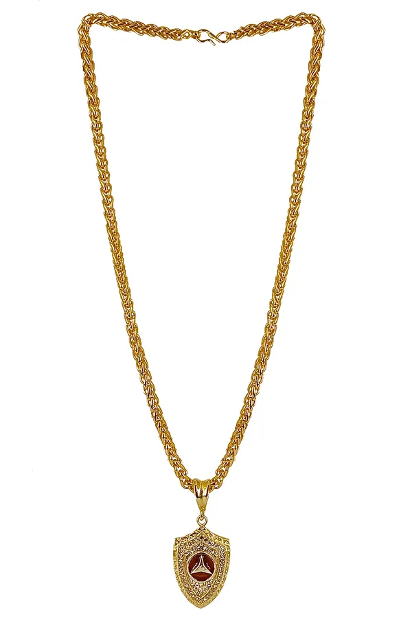 SHANKHRAJ_MALL_Gold-Toned_Byzantine_Chain_Necklace_with_Shield_Pendant,_50_cm