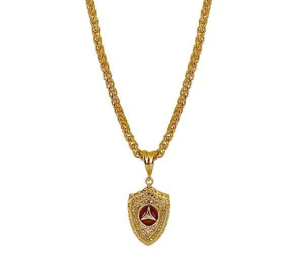 SHANKHRAJ_MALL_Gold-Toned_Byzantine_Chain_Necklace_with_Shield_Pendant,_50_cm