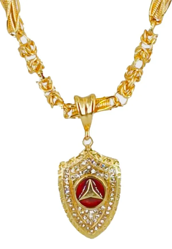 SHANKHRAJ_MALL_Gold-Toned_Byzantine_Chain_Necklace_with_Shield_Pendant,_50_cm_(pin_pack)