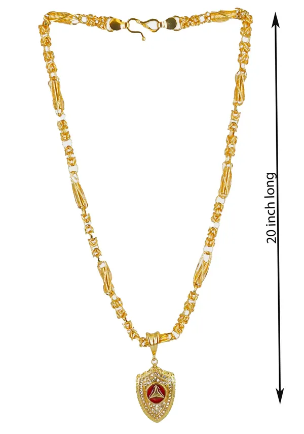 SHANKHRAJ_MALL_Gold-Toned_Byzantine_Chain_Necklace_with_Shield_Pendant,_50_cm_(pin_pack)