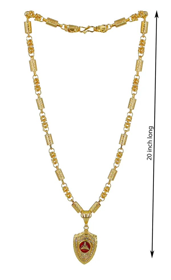 SHANKHRAJ_MALL_Gold-Toned_Byzantine_Chain_Necklace_with_Shield_Pendant,_50_cm_(reguler)
